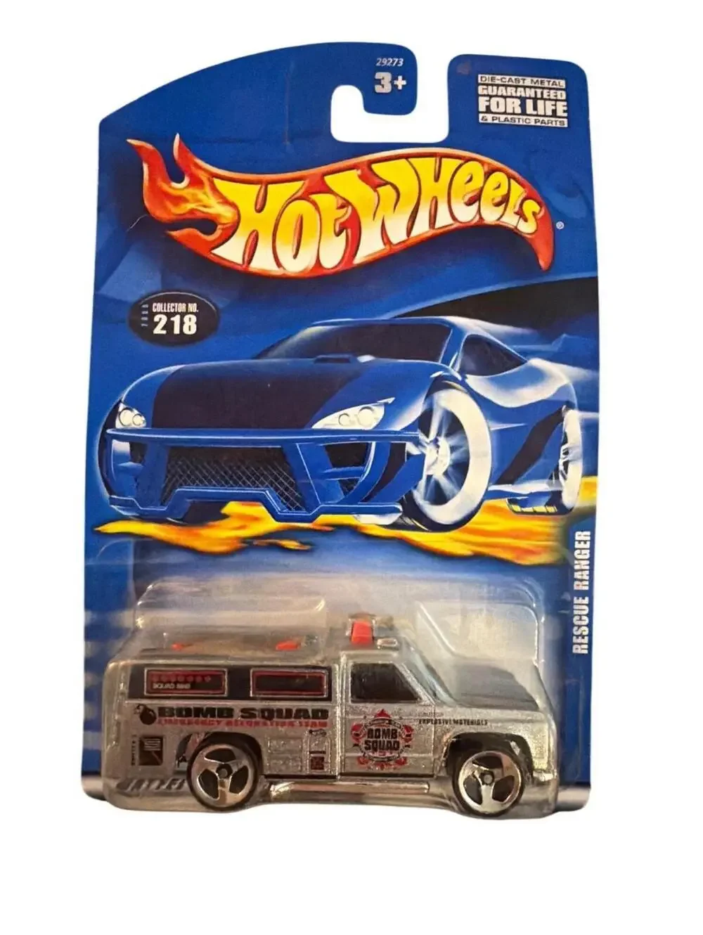 Hot Wheels Rescue Ranger Die-Cast Car Bomb Squad Silver Red 1:64 Scale Collector
